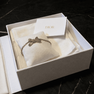 Dior Delicate Bow Bracelet – Gold-tone-Finish Metal & Crystals